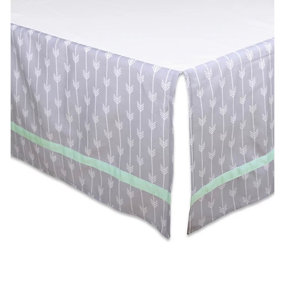 The Peanutshell mint gray crib skirt